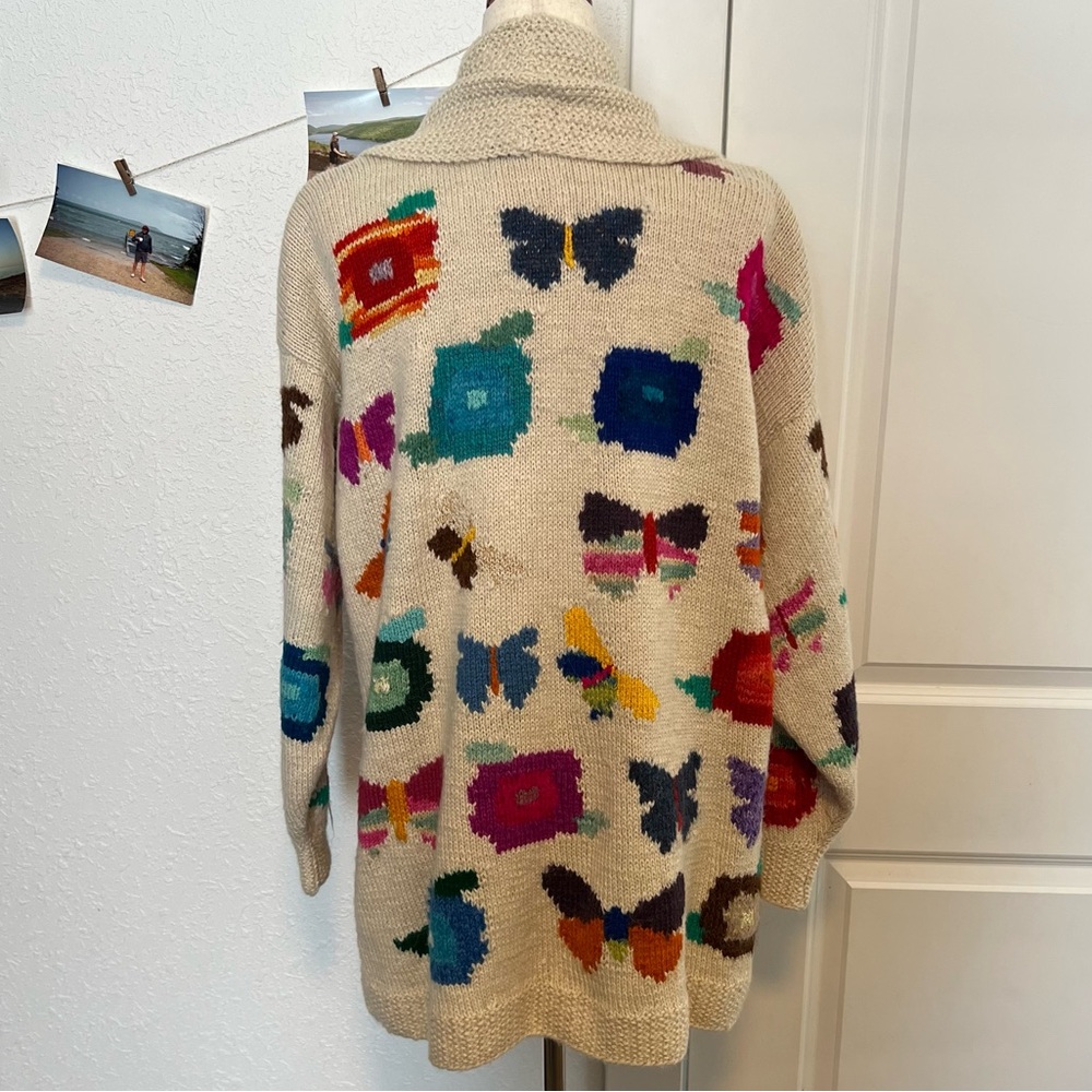 VNTG Handknit Nancy Jemio Art to Wear Garden‎ Friends Cardigan Sweater - Picture 6 of 7